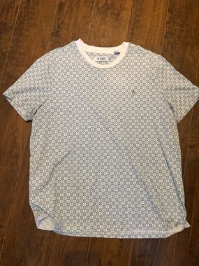 Original Penguin Light Blue & White Patterned Crew Neck Tee